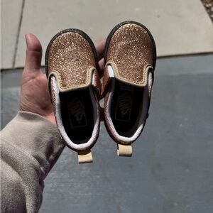 Vans Kids Sparkling Gold Slip-On Sneakers